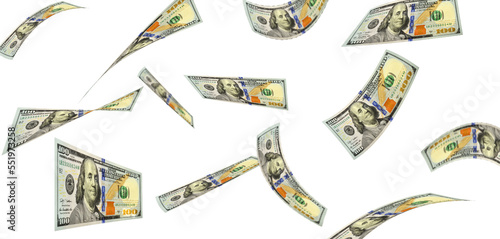 Multiple 100 dollar bill falling