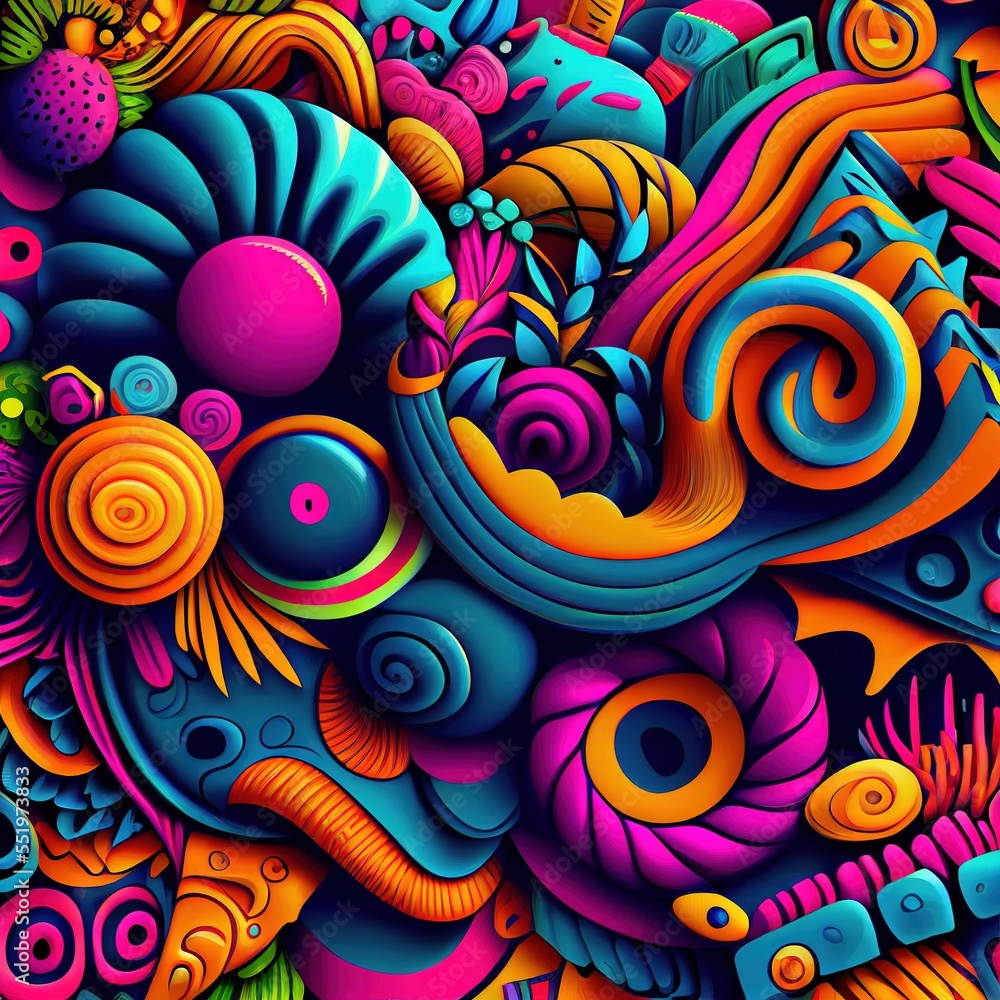 Funky, colorful, busy, ugly pattern illustration made with Generative AI Funky, colorful, busy, ugly pattern illustration made with Generative AI