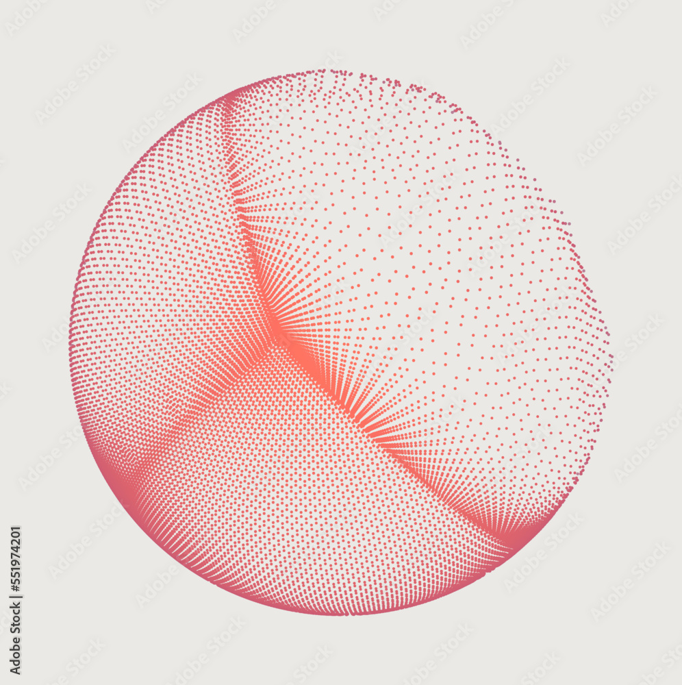 The sphere consisting of points. Global digital connections. Technology concept. Array with dynamic particles. 3D grid design. Vector illustration for science and technology.