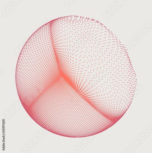 The sphere consisting of points. Global digital connections. Technology concept. Array with dynamic particles. 3D grid design. Vector illustration for science and technology.