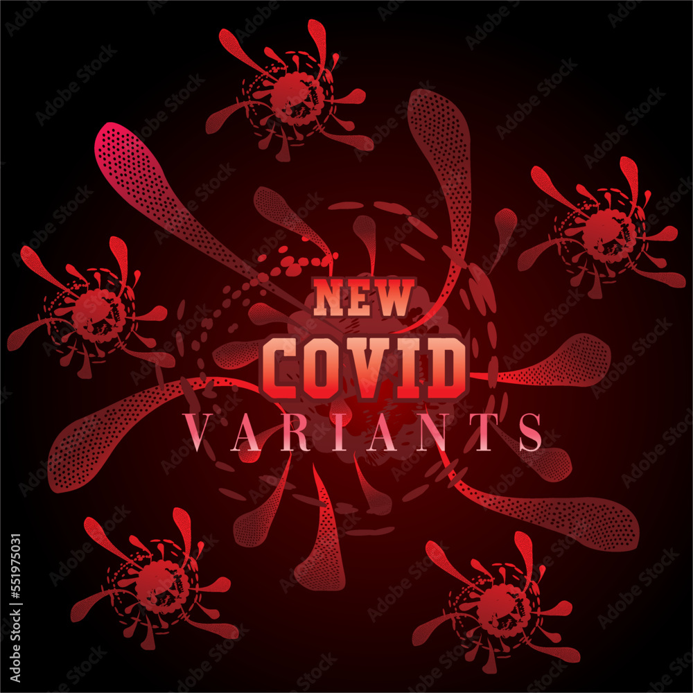 vector abstract new covid variant dark background. covid mutation virus design.