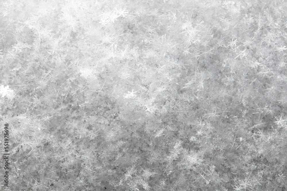 White snowflakes in winter as a background.