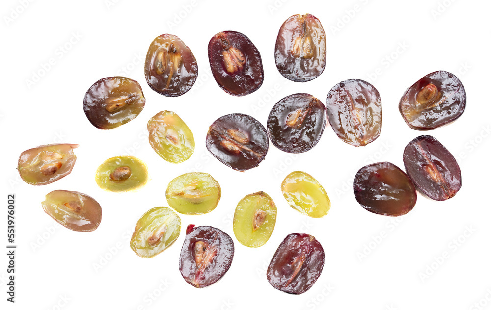 Cut grape isolated on white background. Cut grape isolated on white background.