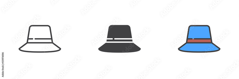 Farmer hat different style icon set Farmer hat different style icon set