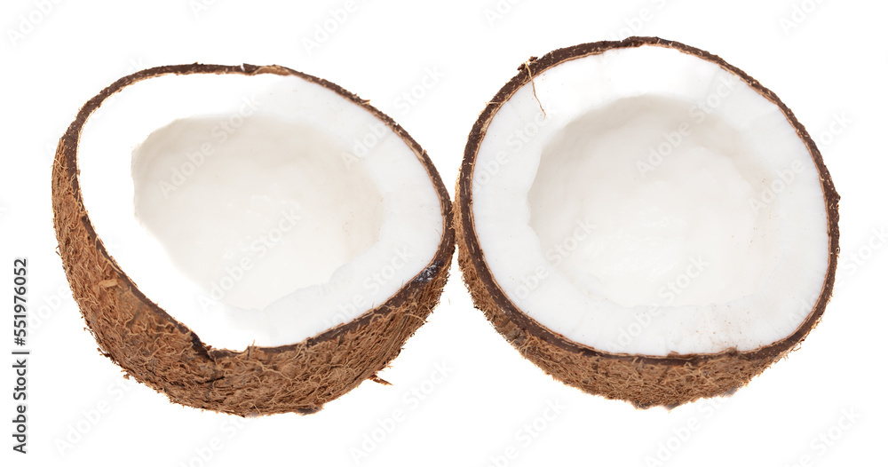 Cracked coconut nut isolated on white background. Cracked coconut nut isolated on white background.