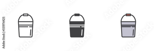 Water bucket different style icon set