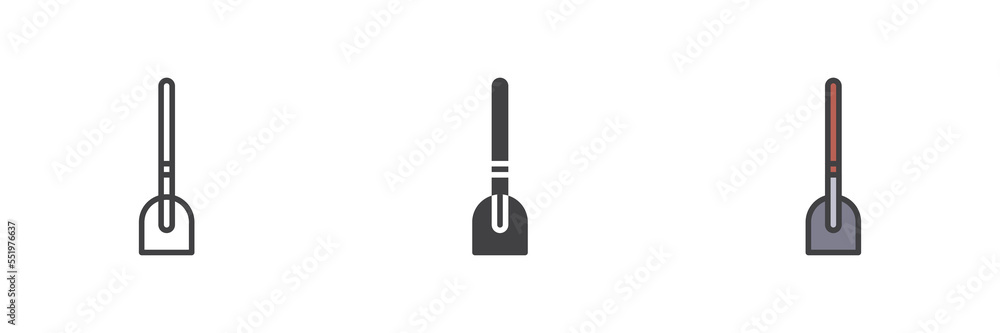 Shovel, spade different style icon set Shovel, spade different style icon set