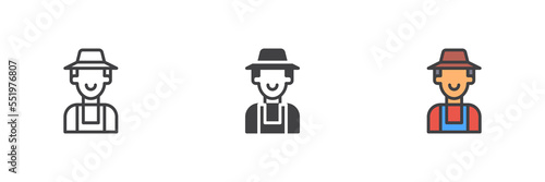 Farmer man different style icon set