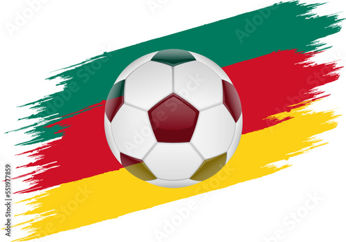 Flag of Cameroon, soccer ball with flag. (ID: 551977859)