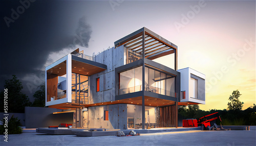 House under construction, b...