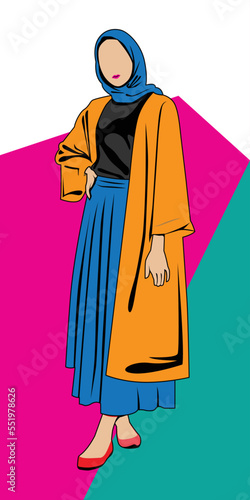 Illustration Pop Art Hijab Girl 5