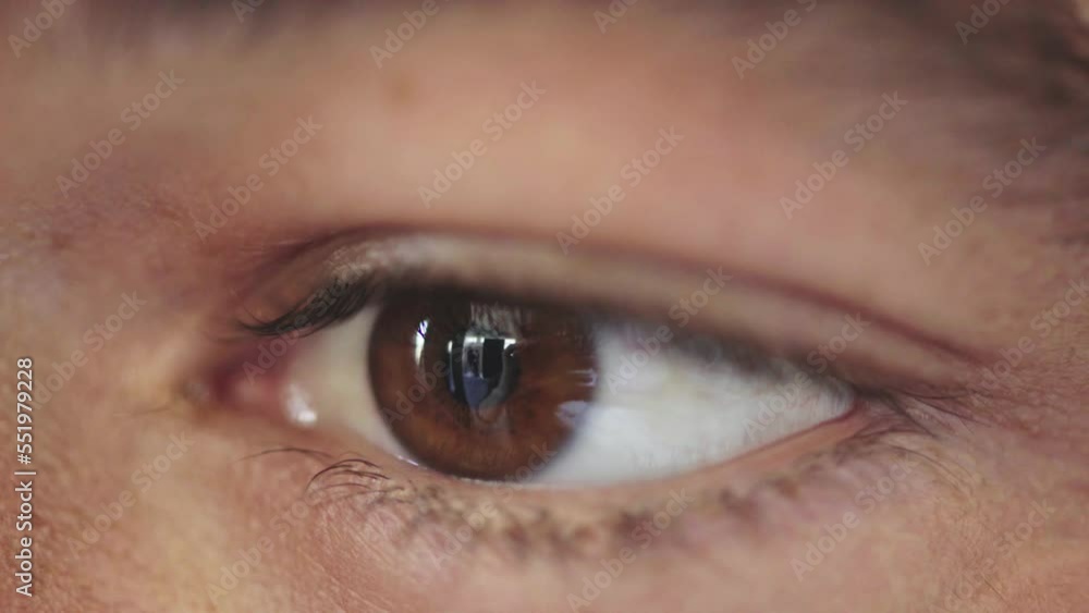 Eye, iris and eyelash with vision and eye care zoom, contact lens with