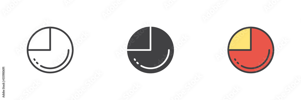 Statistical pie chart different style icon set Statistical pie chart different style icon set