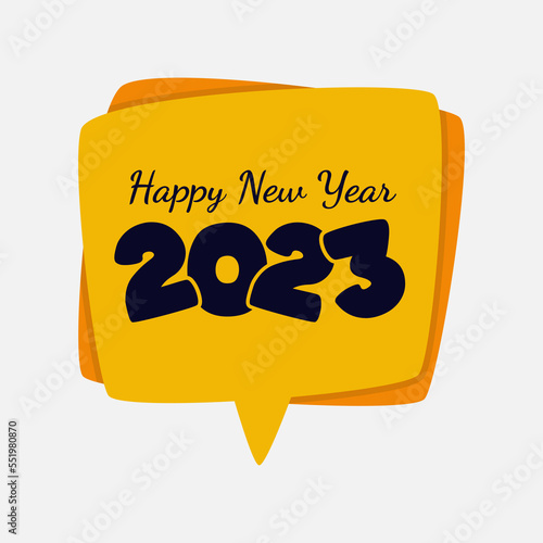 happy new year 2023 typography design. comic style themed background for poster, card, banner, and website.