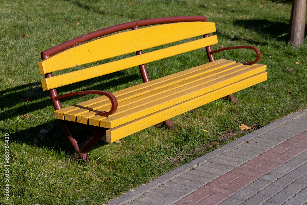 Benches installed in the park for recreation Benches installed in the park for recreation