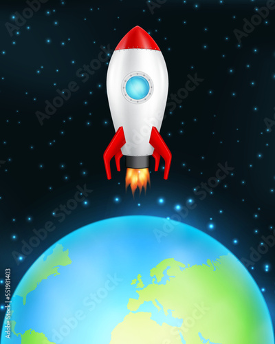 Earth wth spacecraft