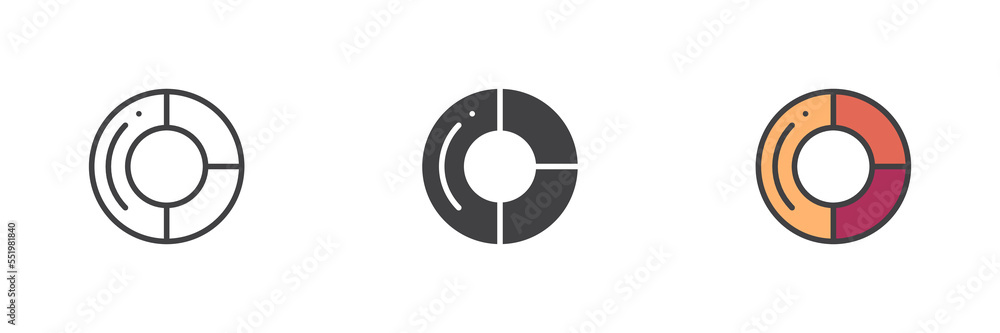 Ring chart graph different style icon set Ring chart graph different style icon set