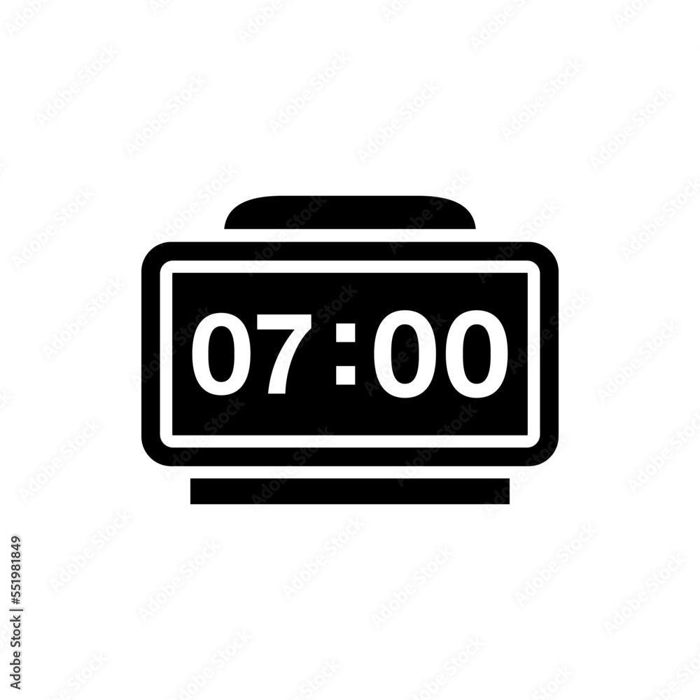 digital clock, black, icon, design, flat, style, trendy, collection, template digital clock, black, icon, design, flat, style, trendy, collection, template