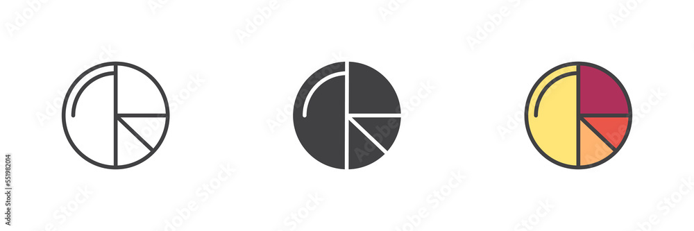 Circular diagram different style icon set Circular diagram different style icon set