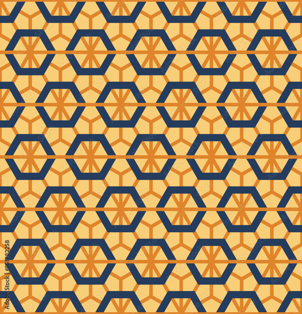 Fototapeta premium Japanese Hexagon Net Vector Seamless Pattern