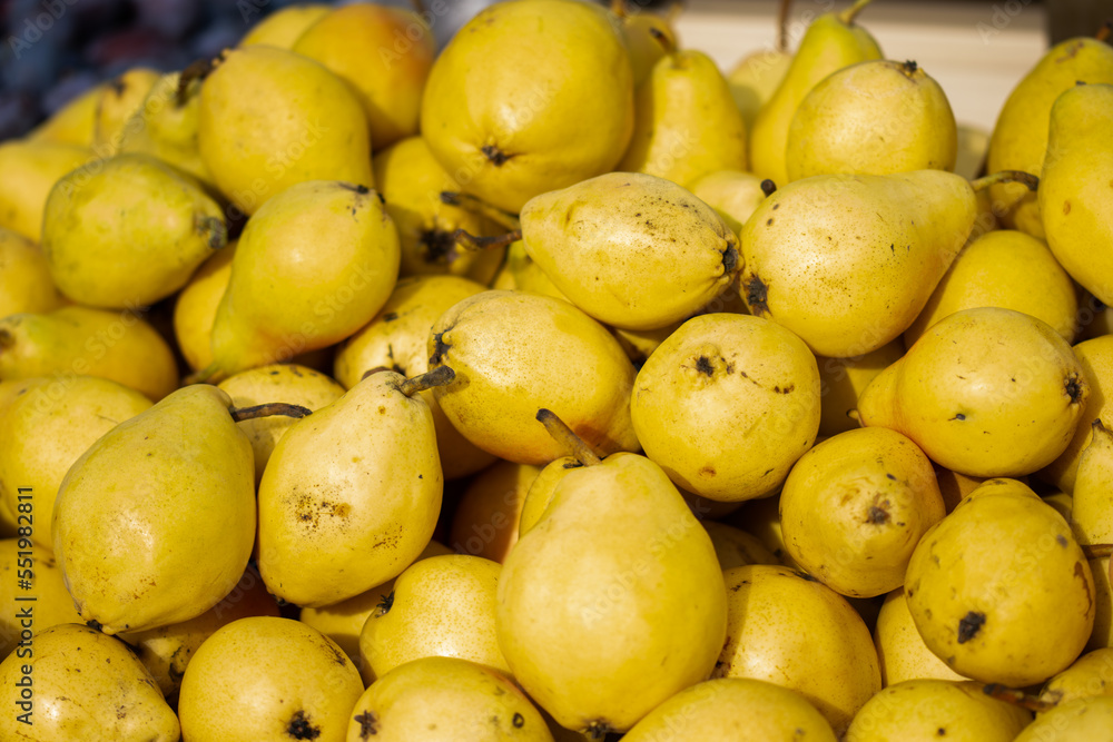 yellow pears at an autumn fair