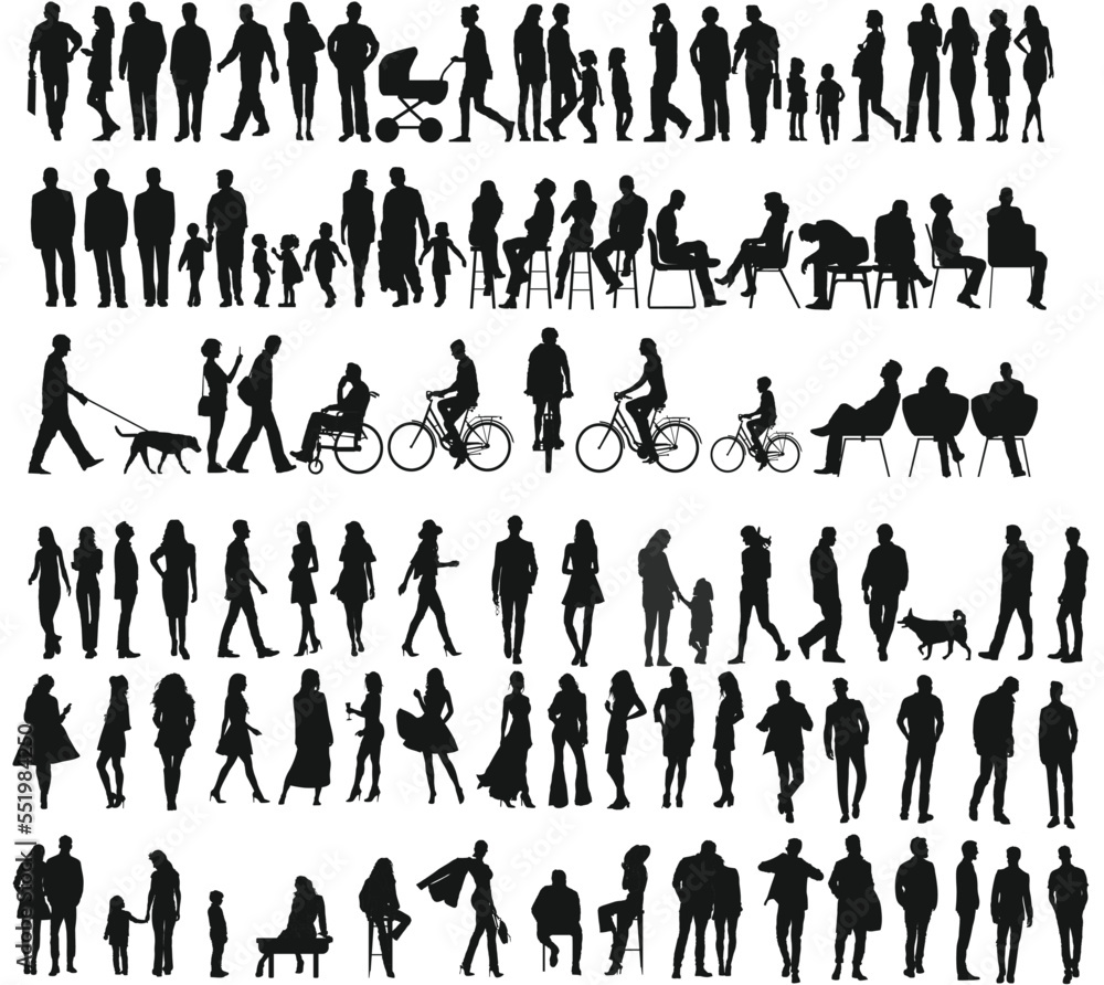 silhouettes of vector people Stock Vector | Adobe Stock