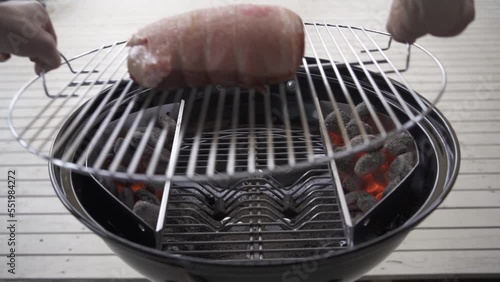 barbecue grill with meat