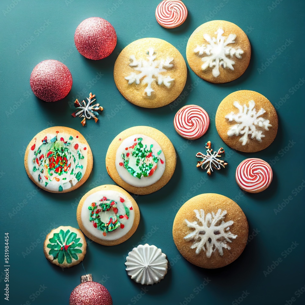 christmas cookies with icing, generative ai 