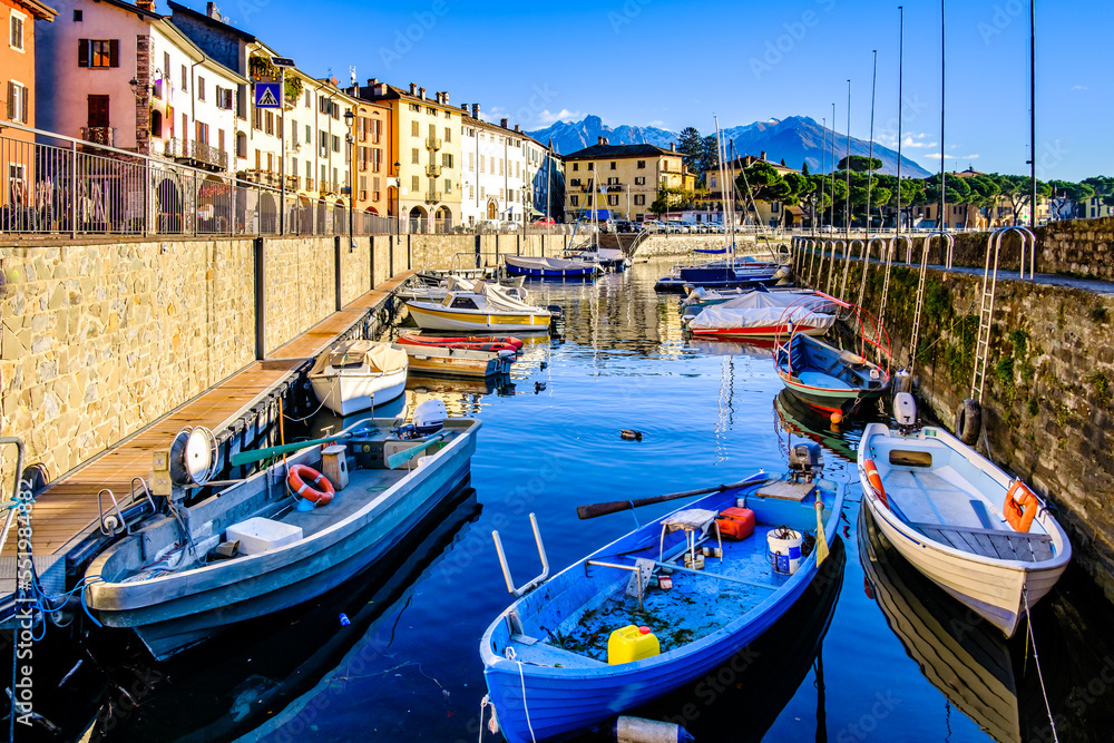 old town and port of Domaso in italy