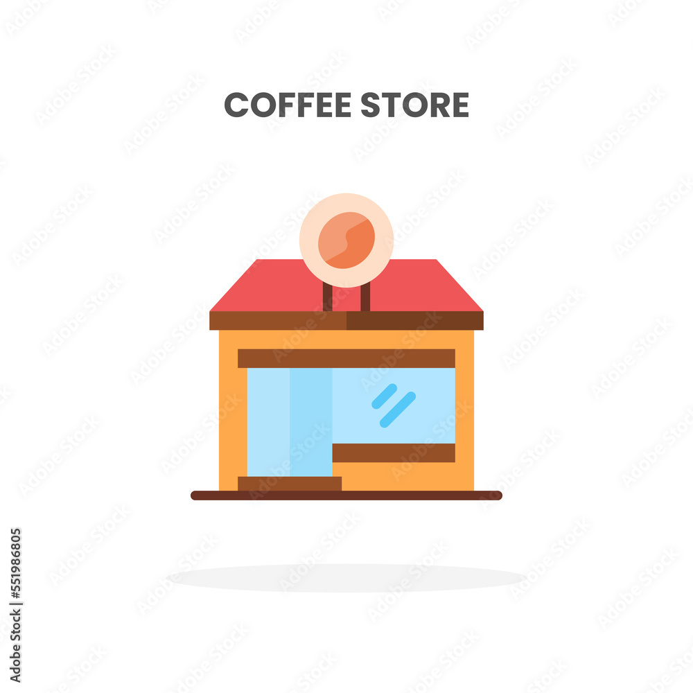 Coffee Store icon flat. Vector illustration on white background. Can used for web, app, digital product, presentation, UI and many more. Coffee Store icon flat. Vector illustration on white background. Can used for web, app, digital product, presentation, UI and many more.