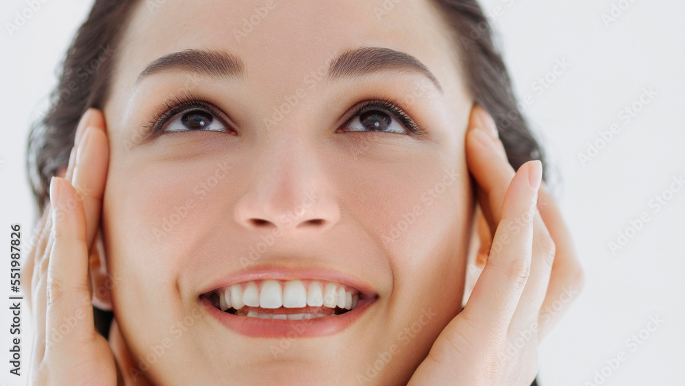Happy young beautiful woman close up. Skin care Happy young beautiful woman close up. Skin care