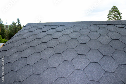 Newly installed roof shingles