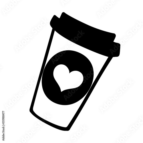 illustration of a coffee cup with a heart , coffee lover icon, coffee cup , coffee cup with a heart , icon of coffee and heart
