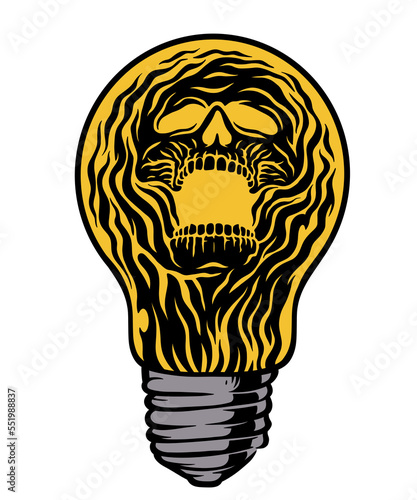 Light bulb with a skull inside illustration