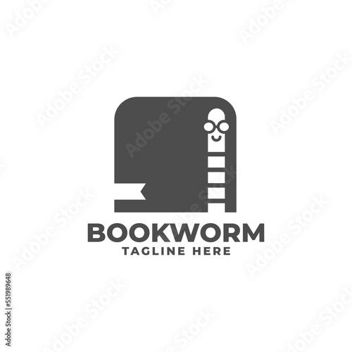 illustration of a book with a worm. bookworm logo. good for any business related to book.