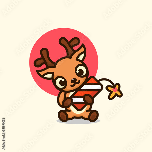 cute deer and firework illustration 