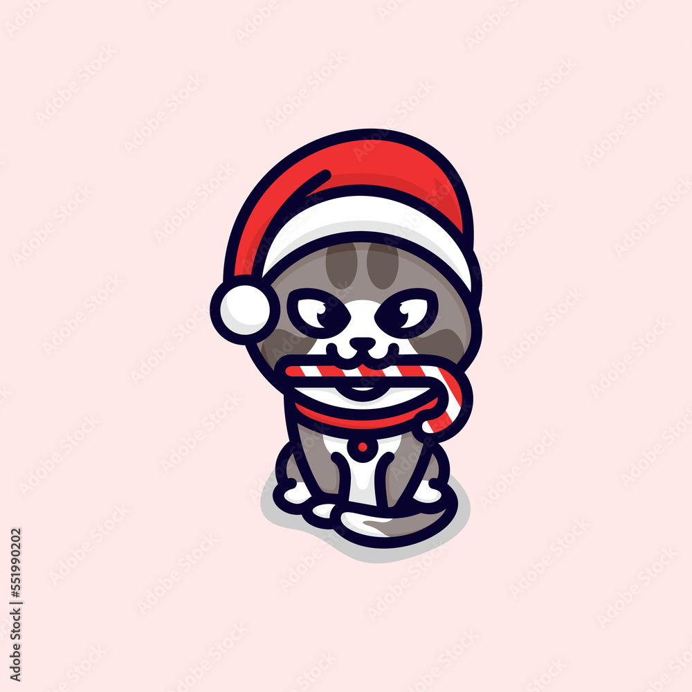 cat and christmas hat illustration cat and christmas hat illustration