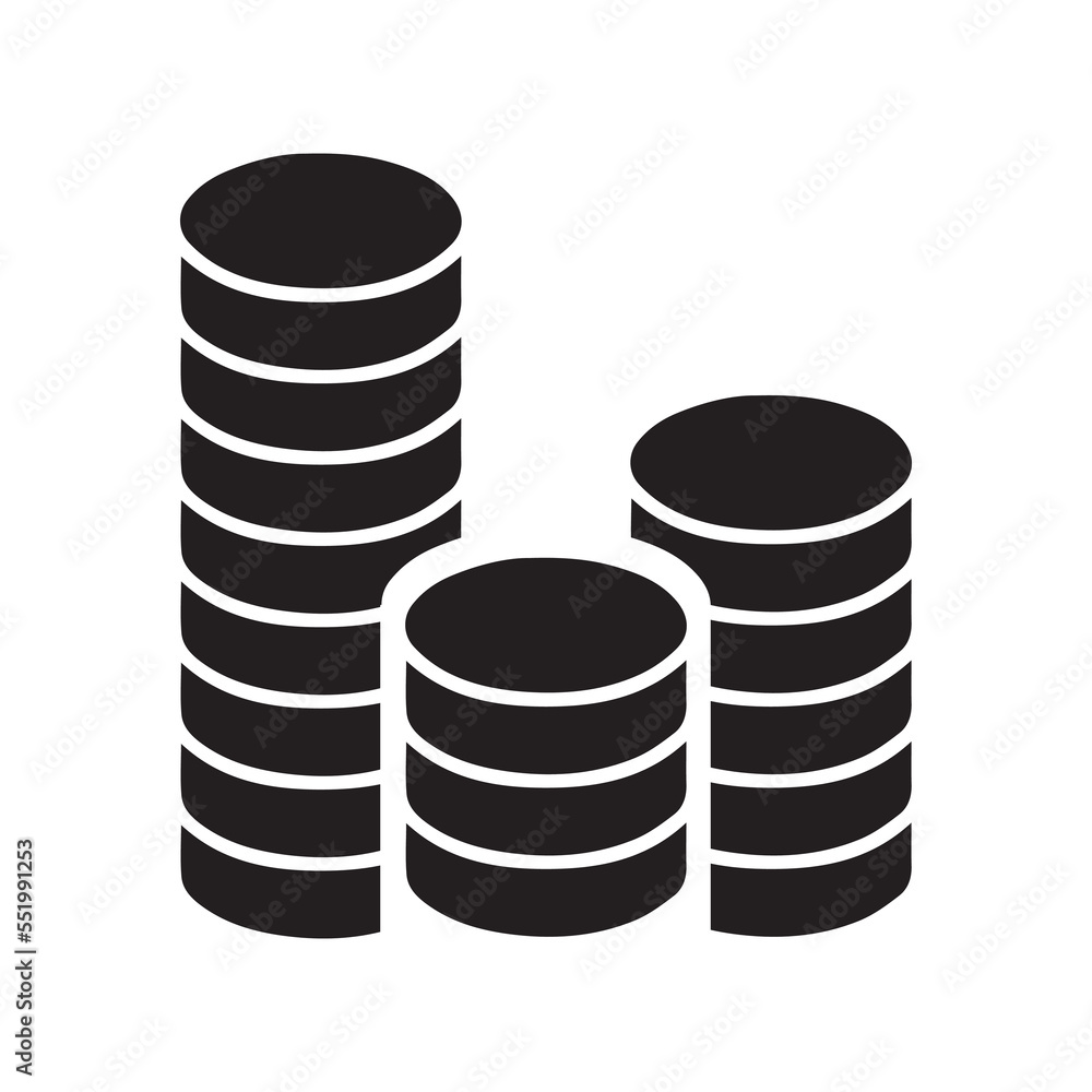 Pile of coins black icon on white Pile of coins black icon on white