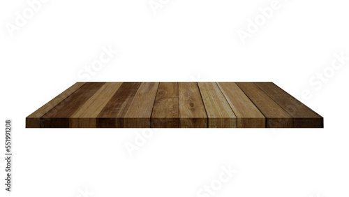 Empty wooden black shelf isolated on white. with clipping path.