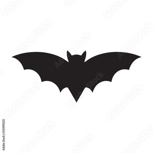 Bat. Silhouette. Vector illustration. Isolated white background. Flat style. Halloween symbol. Vampire animal. A blood-sucking mammal. All Saints Day. Carrier of dangerous infections.