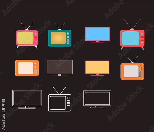 TV Monitor vector icons set