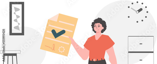 Smart contract concept. Data protection. The guy is holding a contract in his hand.