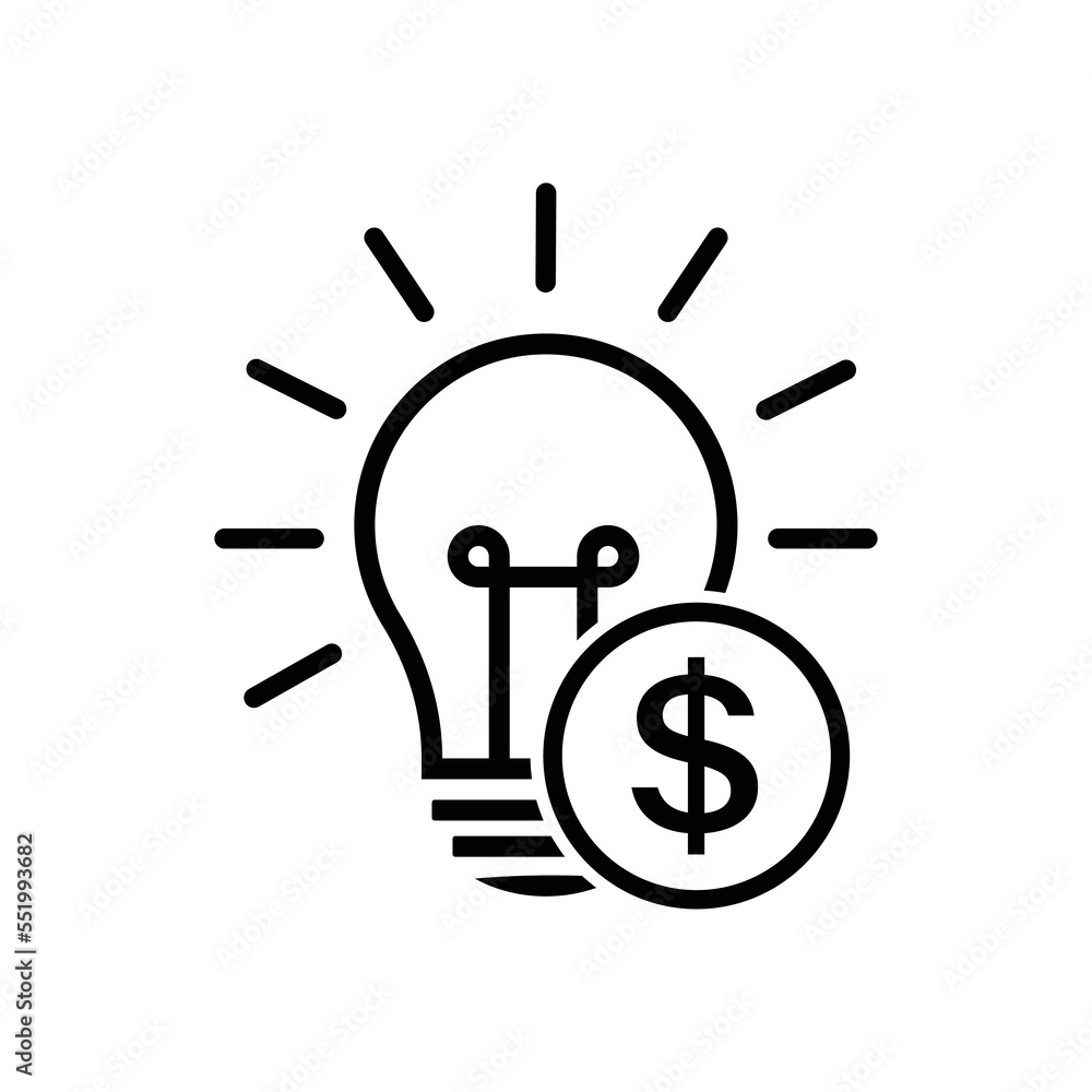 money idea icon, business light, dollar with light bulb, thin line symbol on white background - editable stroke vector illustration money idea icon, business light, dollar with light bulb, thin line symbol on white background - editable stroke vector illustration