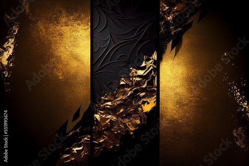背景素材:金と黒色の和風背景テクスチャーGenerative AI	