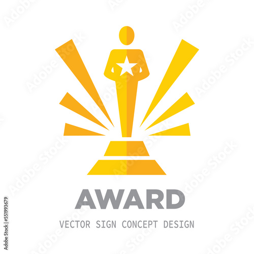 Award winner cup - logo icon on white background vector illustration. Statuette reward championship concept sign. Graphic design element.