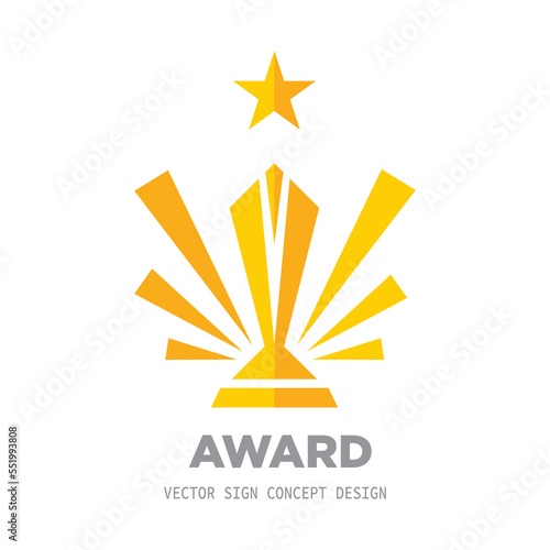 Award winner cup - logo icon on white background vector illustration. Statuette reward championship concept sign. Graphic design element.