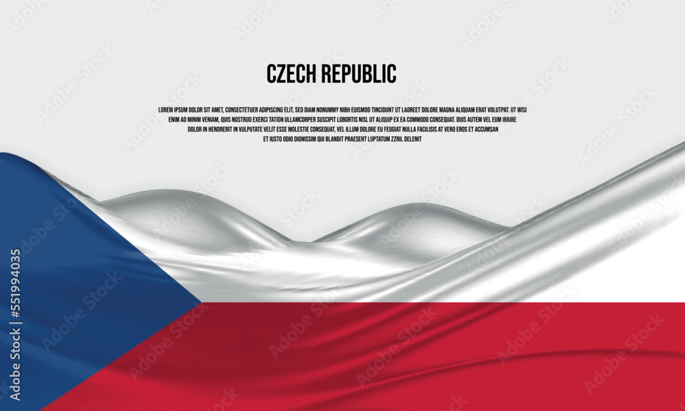 Czech Republic flag design. Waving Czechia flag made of satin or silk fabric. Vector Illustration. Czech Republic flag design. Waving Czechia flag made of satin or silk fabric. Vector Illustration.