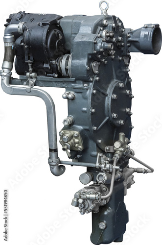 Isolated PNG cutout of a plane engine on a transparent background, ideal for photobashing, matte-painting, concept art
