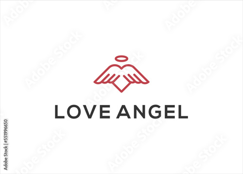 love angel logo design vector illustration