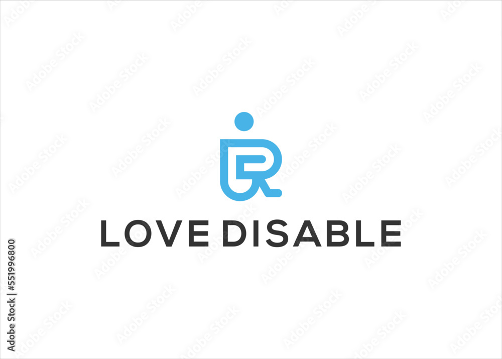 Love Disabled Logo design Vector Illustration Love Disabled Logo design Vector Illustration